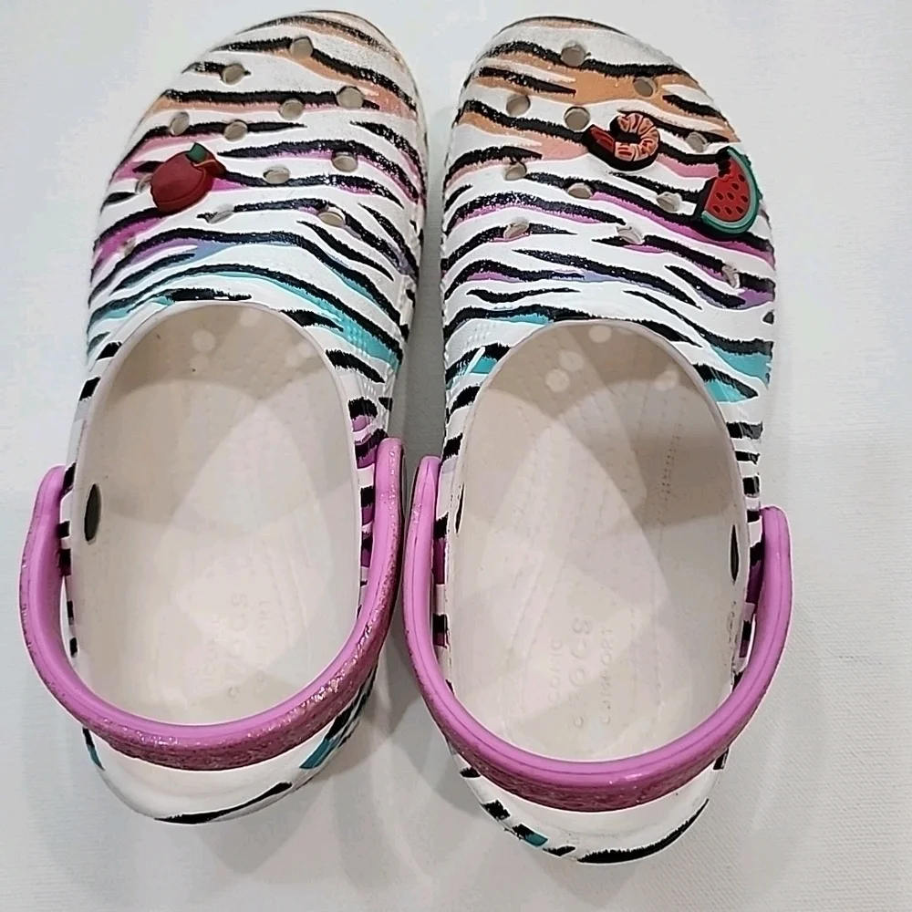CROCS White and Black Slippers with Classic Comfort